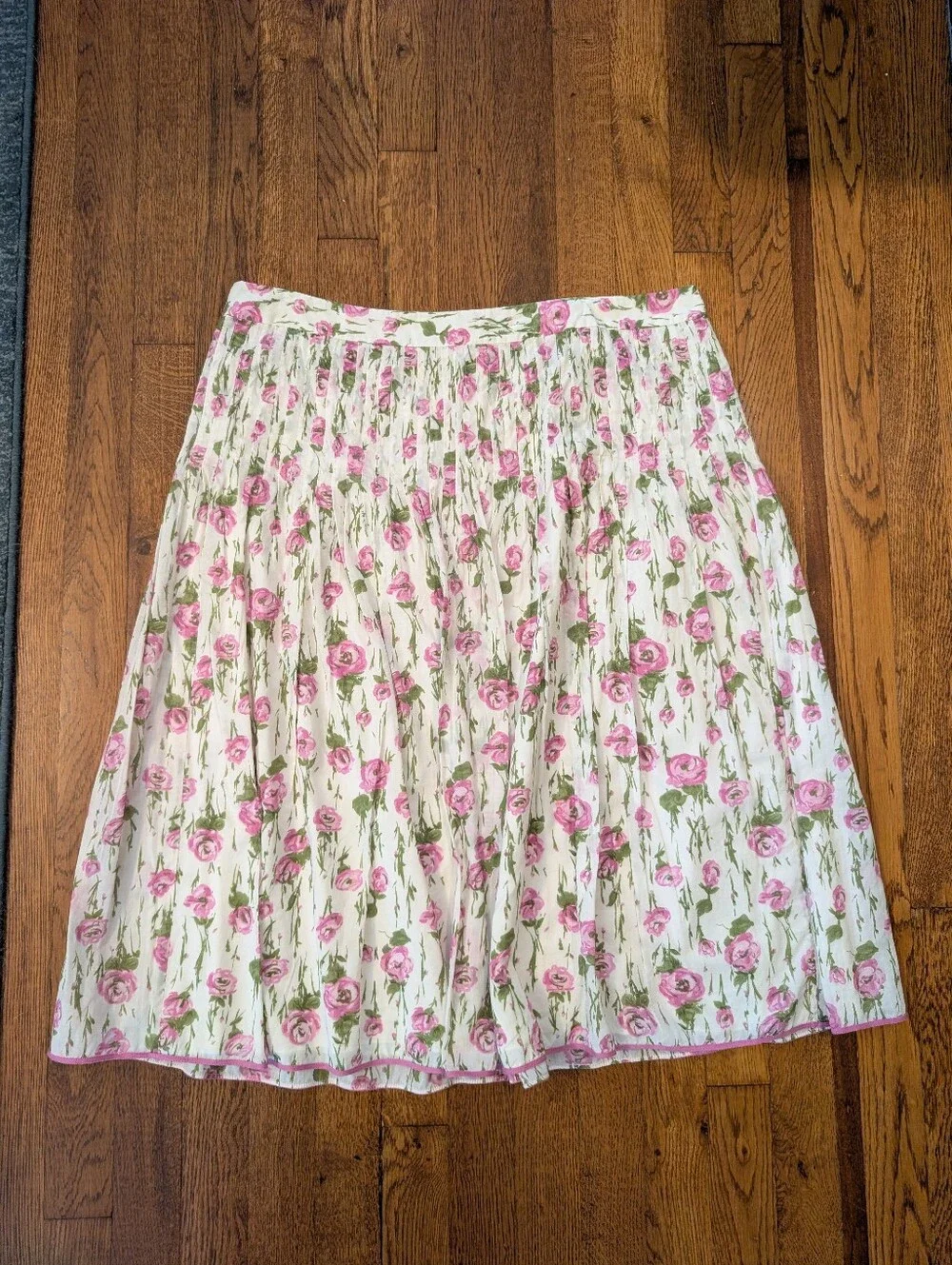 J. Crew Floral Pleated White and Pink Skirt